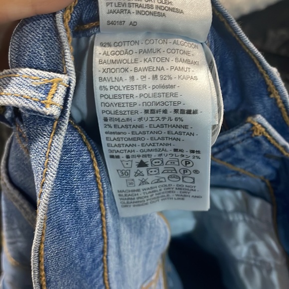 High Rise Blue Ripped Levi Shorts - Picture 5 of 5